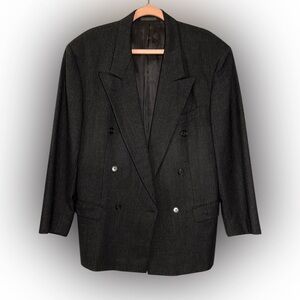 Hugo Boss Classic Dark Gray Double-Breasted Blazer Size 46R